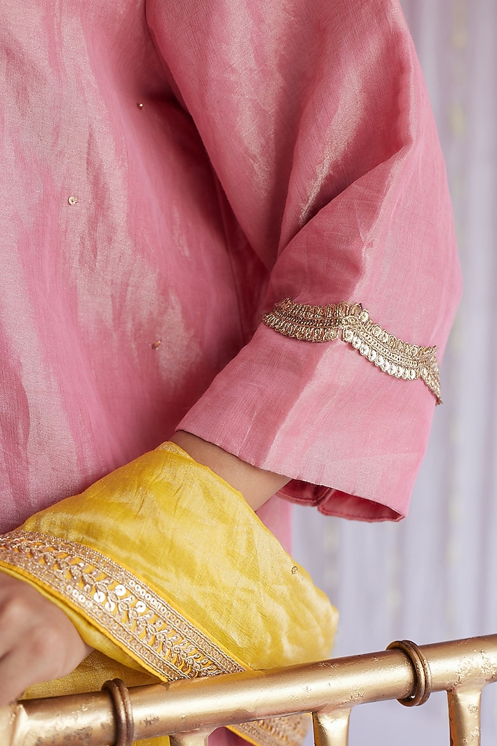 Gulab Pink Chanderi Party Wear Sharara Set by Shorshe Clothing at Pernia's Pop Up Shop