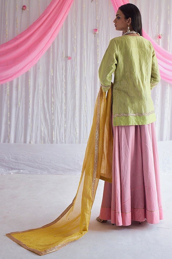 Gulab Pink Chanderi Gharara Set by Shorshe Clothing at Pernia's Pop Up Shop