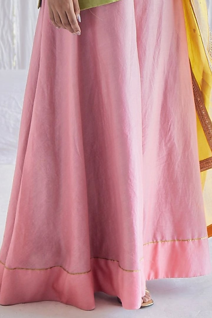 Gulab Pink Chanderi Gharara Set by Shorshe Clothing at Pernia's Pop Up Shop