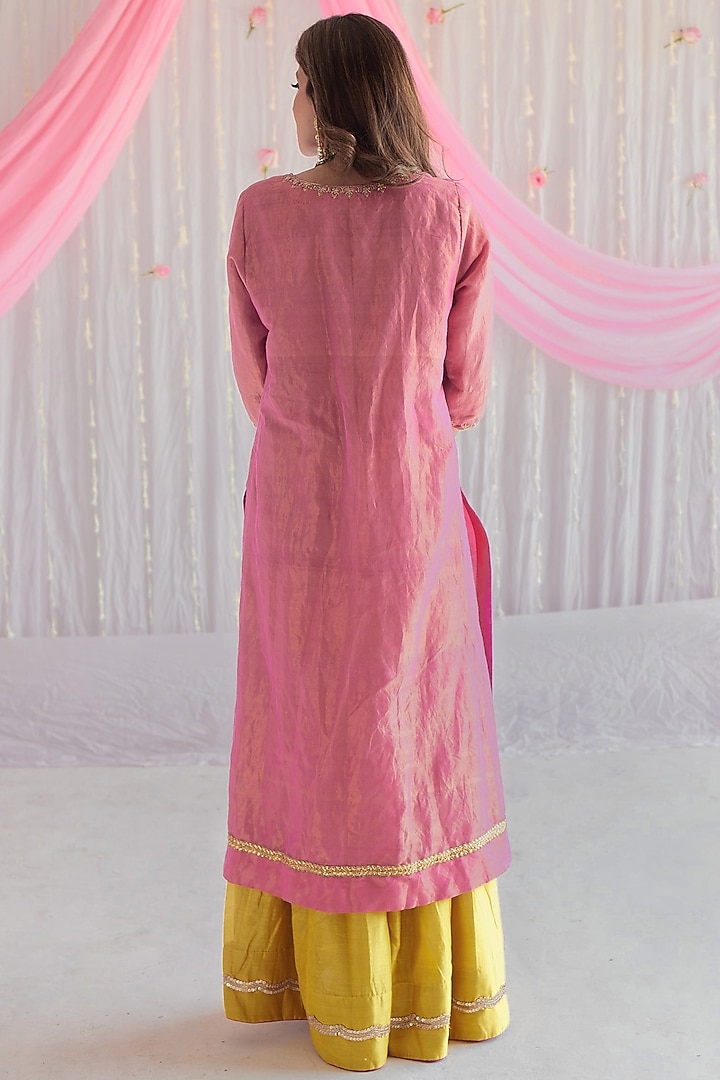 Marigold Yellow Chanderi Party Wear Sharara Set by Shorshe Clothing at Pernia's Pop Up Shop