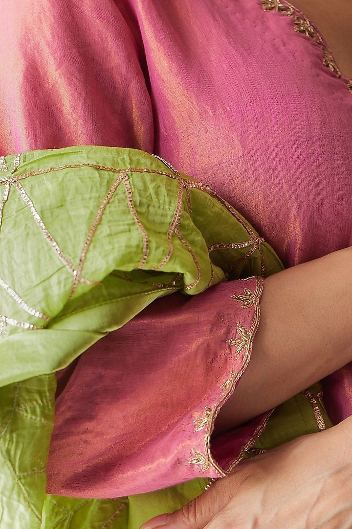 Marigold Yellow Chanderi Party Wear Sharara Set by Shorshe Clothing at Pernia's Pop Up Shop
