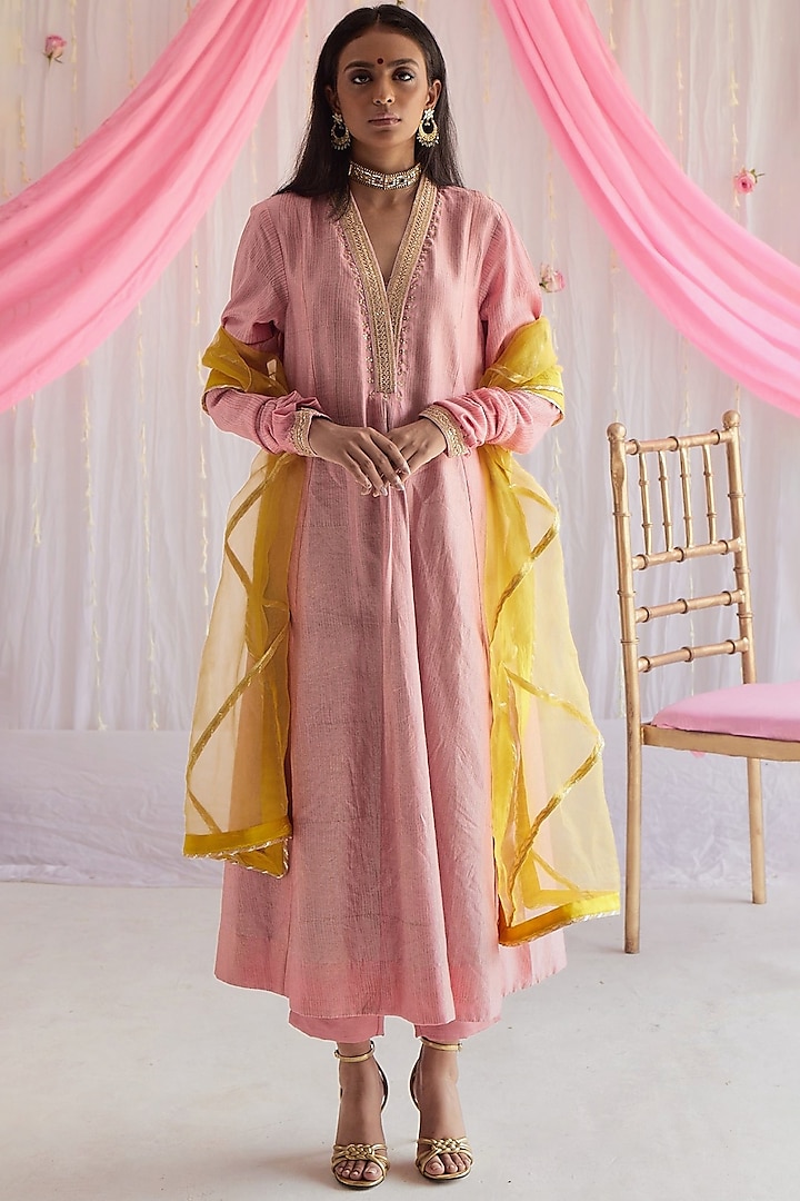 Marigold Yellow Leheriya Dupatta by Shorshe Clothing