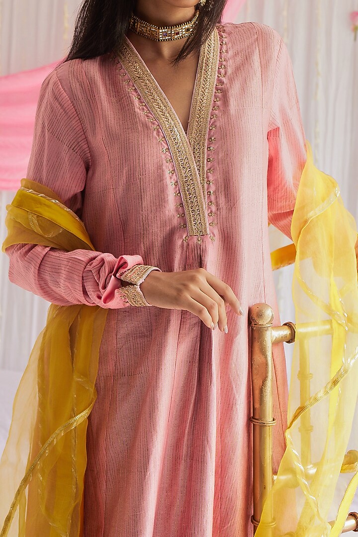 Marigold Yellow Leheriya Dupatta by Shorshe Clothing at Pernia's Pop Up Shop