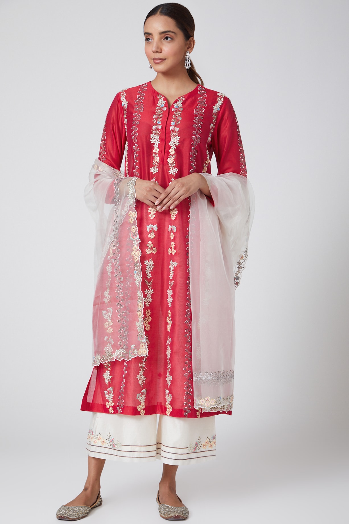 NOMADIC FUCHSIA EMBROIDERED KURTA SET