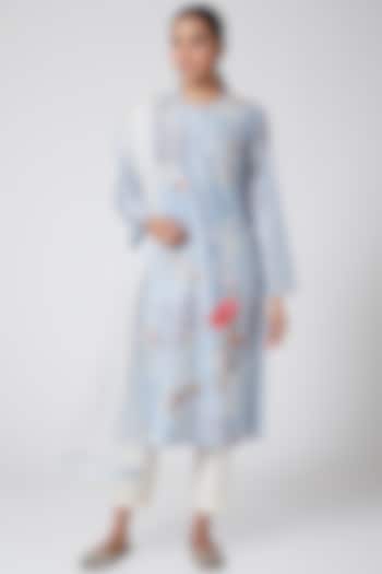 Sky Blue & White Embroidered Kurta Set by Samant Chauhan at Pernia's Pop Up Shop