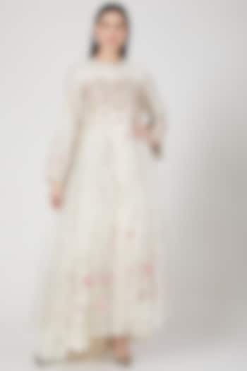 Ivory Embroidered Midi Dress by Samant Chauhan