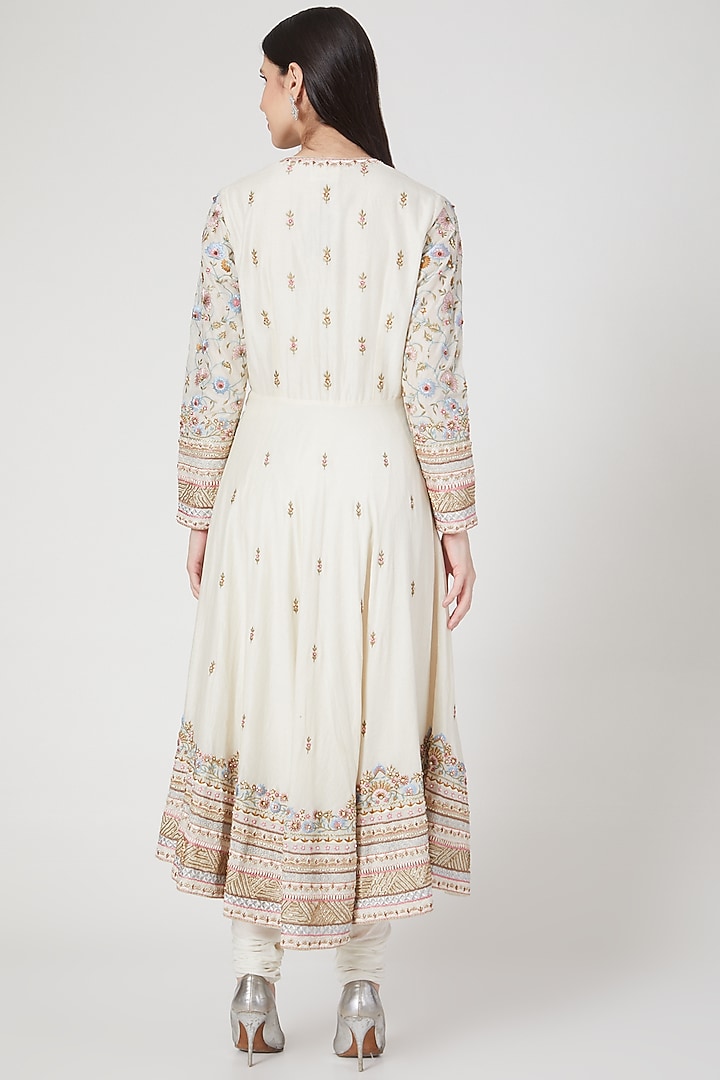 Ivory Embroidered Overlapped Jacket Set by Samant Chauhan at Pernia's Pop Up Shop