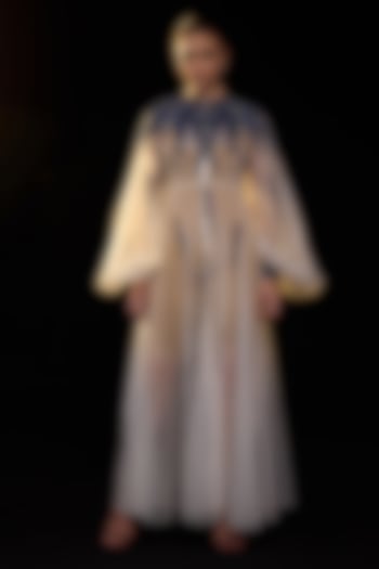 Off-White Organza Bead Embroidered Engagement Gown by Samant Chauhan at Pernia's Pop Up Shop