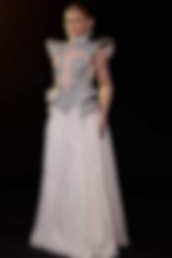 Off-White Cotton Silk Embellished Wedding Gown by Samant Chauhan at Pernia's Pop Up Shop