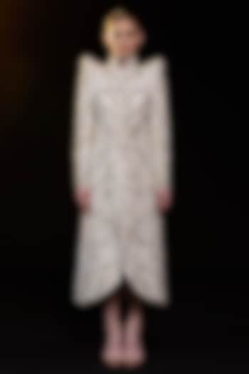 Off-White Cotton Silk Midi Dress by Samant Chauhan at Pernia's Pop Up Shop