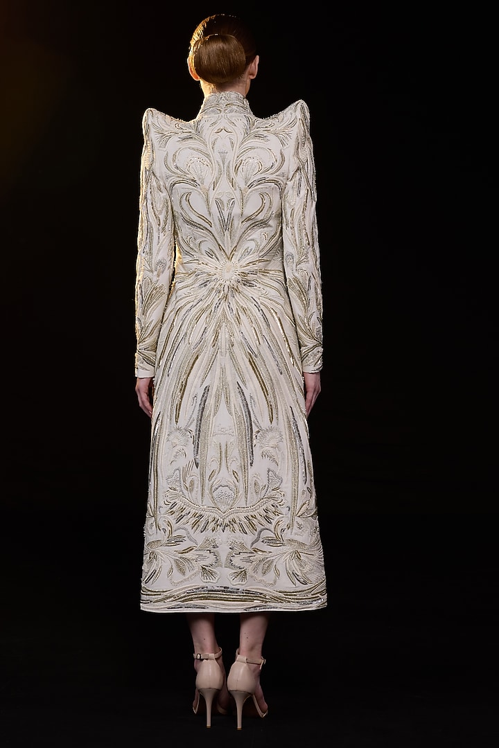 Off-White Cotton Silk Midi Dress by Samant Chauhan at Pernia's Pop Up Shop