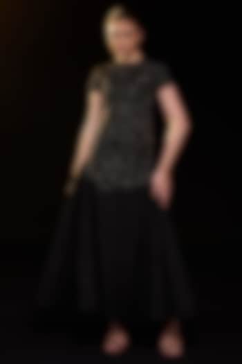 Black Cotton Silk Embroidered Wedding Gown by Samant Chauhan at Pernia's Pop Up Shop