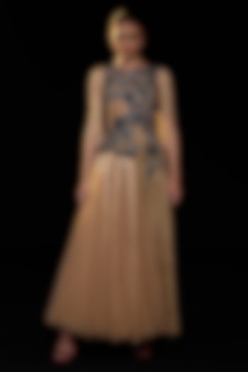 Beige Cotton Silk Embroidered Wedding Gown by Samant Chauhan at Pernia's Pop Up Shop