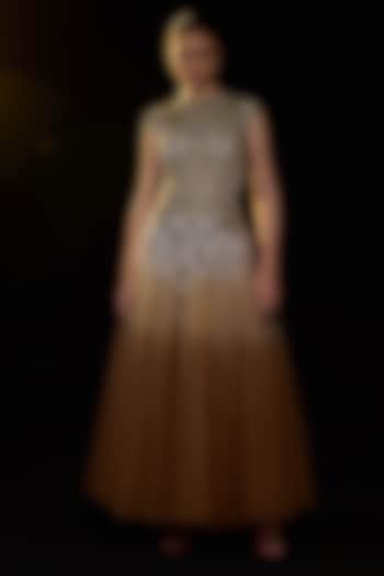 Beige Cotton Silk Embroidered Wedding Gown by Samant Chauhan at Pernia's Pop Up Shop