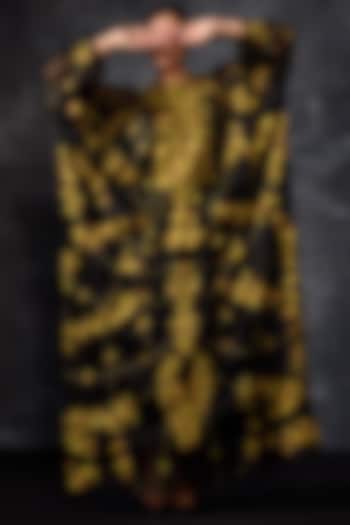 Black Cotton Silk Embroidered Kaftan by Samant Chauhan at Pernia's Pop Up Shop