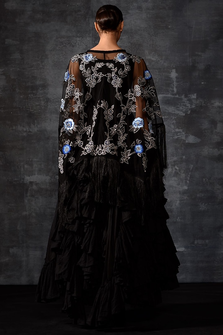 Black Net & Cotton Kaftan by Samant Chauhan at Pernia's Pop Up Shop