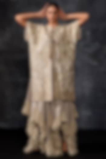 Grey Linen Silk Kaftan by Samant Chauhan at Pernia's Pop Up Shop