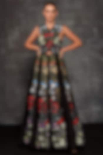 Black Cotton Silk Embroidered Wedding Gown by Samant Chauhan at Pernia's Pop Up Shop