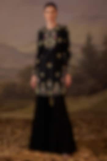 Black Cotton Silk Gharara Set by Samant Chauhan at Pernia's Pop Up Shop
