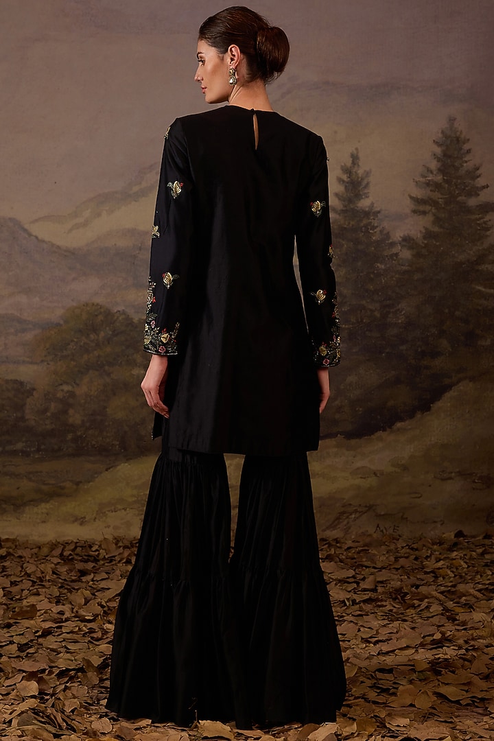 Black Cotton Silk Gharara Set by Samant Chauhan at Pernia's Pop Up Shop