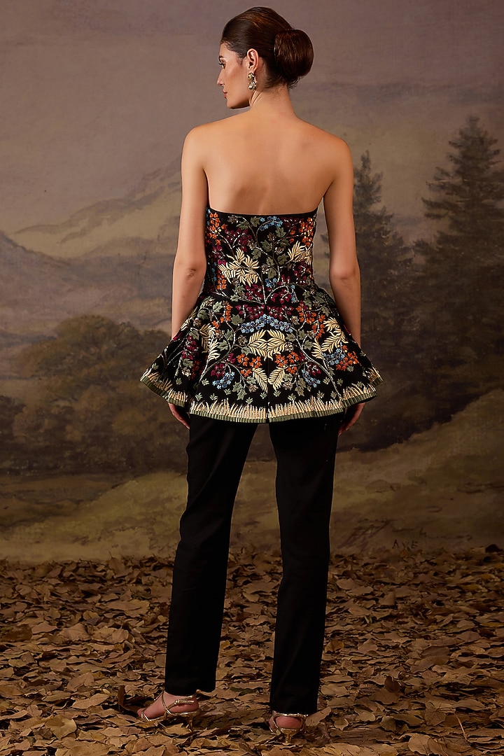 Black Cotton Silk Embroidered Co-Ord Set by Samant Chauhan at Pernia's Pop Up Shop