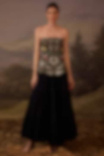 Black Cotton Silk Skirt Set by Samant Chauhan at Pernia's Pop Up Shop