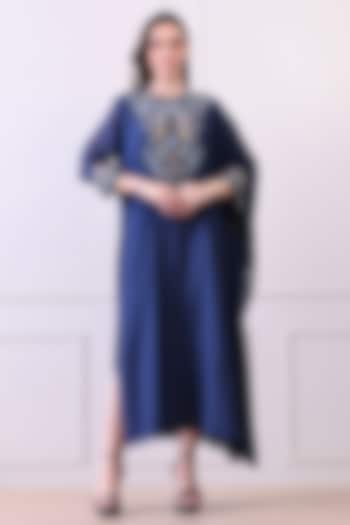Blue Organza Embroidered Kaftan Dress by Samant Chauhan at Pernia's Pop Up Shop