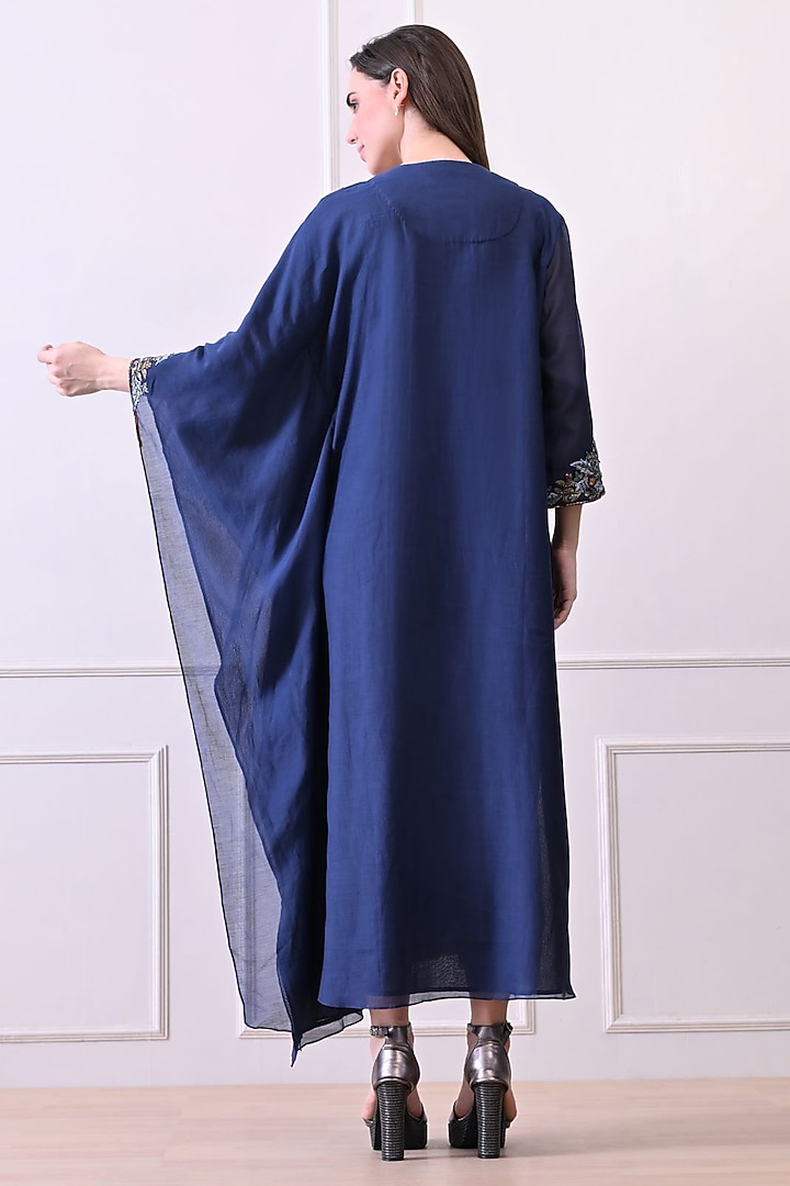 Blue Organza Embroidered Kaftan Dress by Samant Chauhan at Pernia's Pop Up Shop