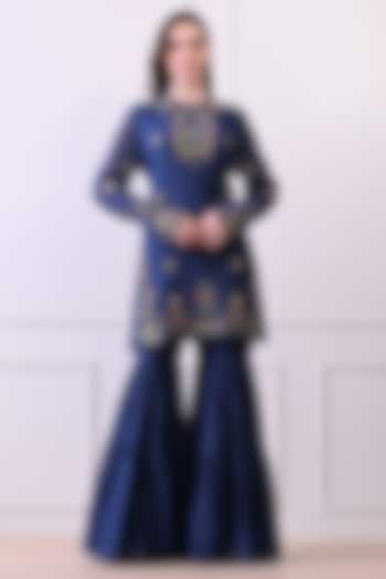 Blue Organza Wedding Sharara Set by Samant Chauhan at Pernia's Pop Up Shop