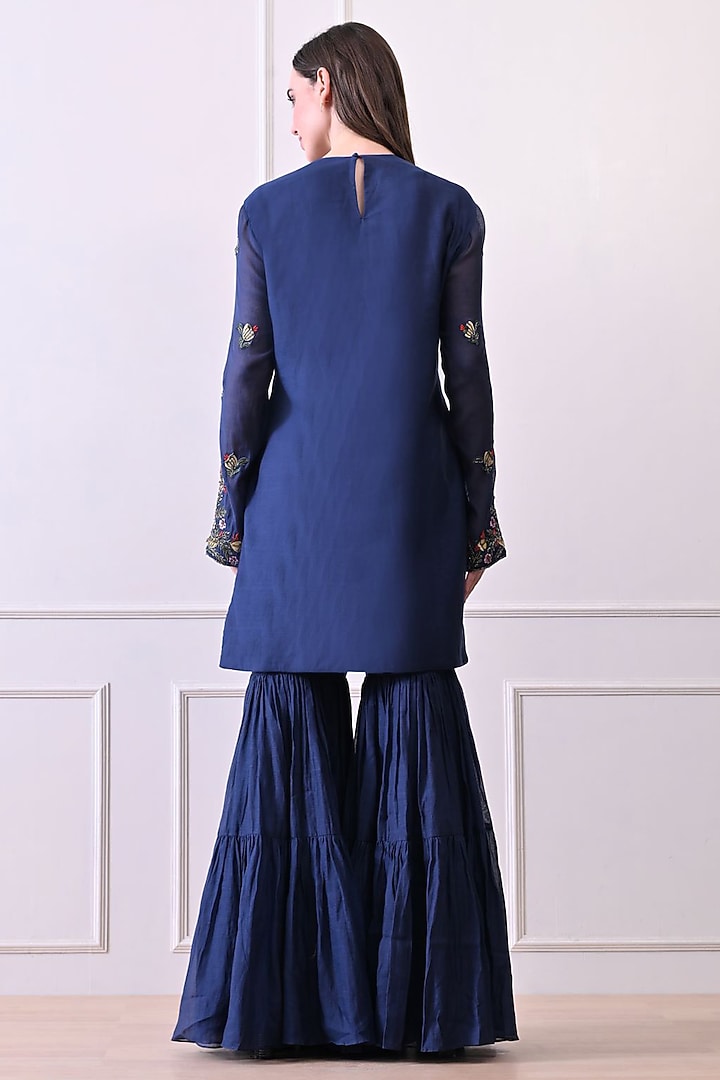 Blue Organza Wedding Sharara Set by Samant Chauhan at Pernia's Pop Up Shop