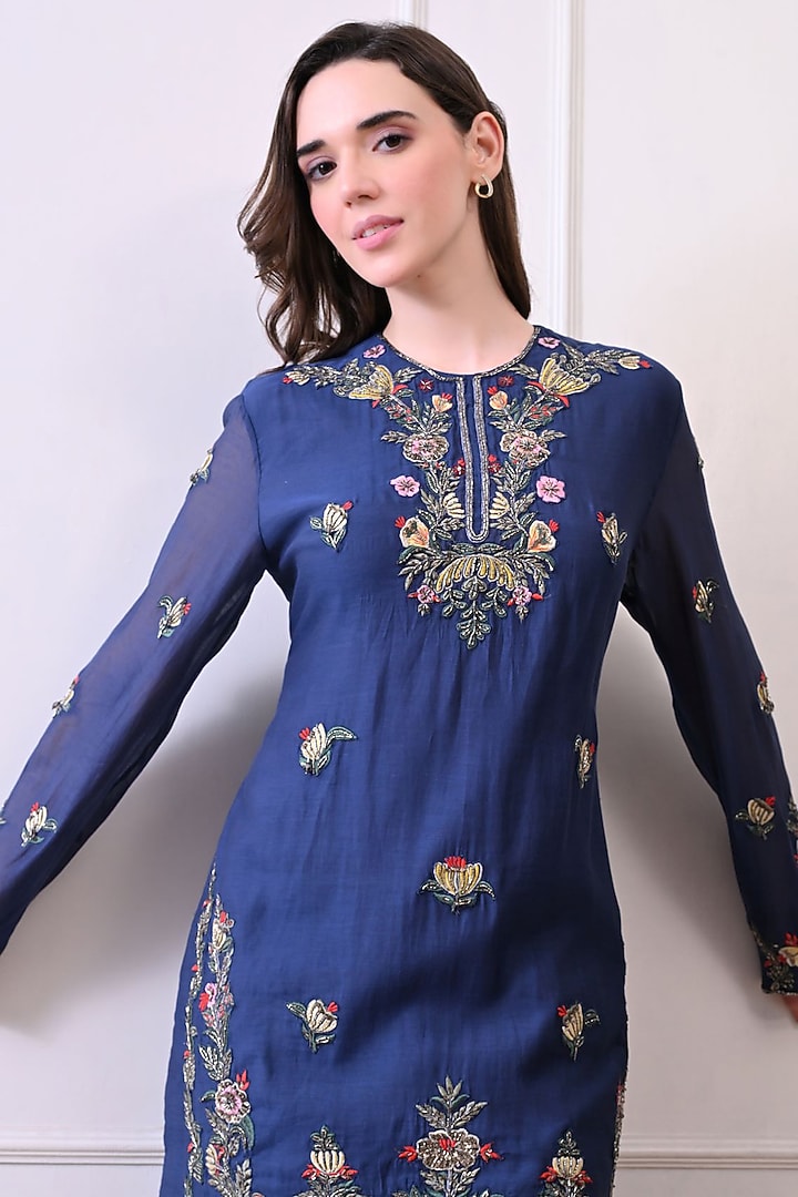 Blue Organza Wedding Sharara Set by Samant Chauhan at Pernia's Pop Up Shop