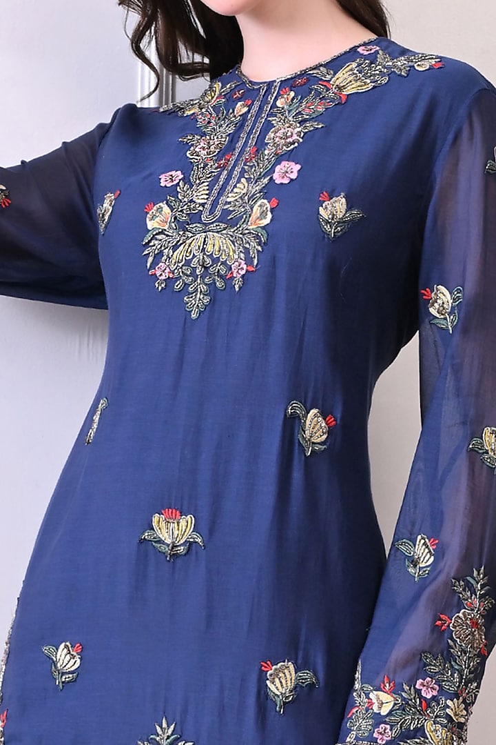 Blue Organza Wedding Sharara Set by Samant Chauhan at Pernia's Pop Up Shop