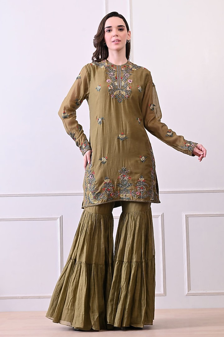Green Organza Wedding Sharara Set by Samant Chauhan at Pernia's Pop Up Shop