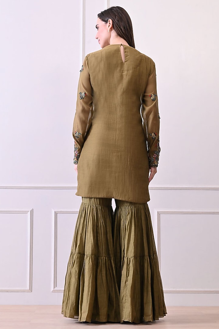 Green Organza Wedding Sharara Set by Samant Chauhan at Pernia's Pop Up Shop