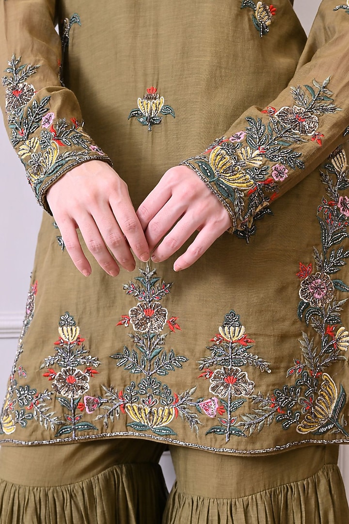 Green Organza Wedding Sharara Set by Samant Chauhan at Pernia's Pop Up Shop