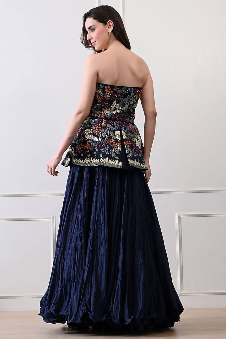 Blue Net Skirt Set by Samant Chauhan at Pernia's Pop Up Shop