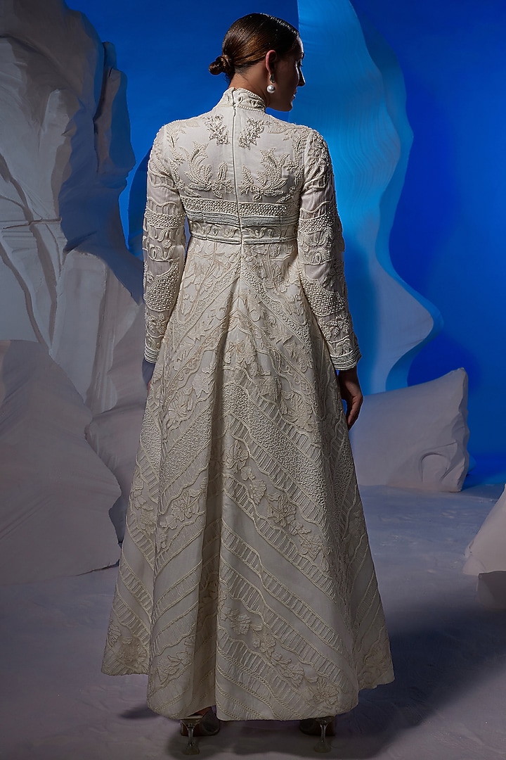 Ivory Cotton Silk & Organza Wedding Gown by Samant Chauhan at Pernia's Pop Up Shop