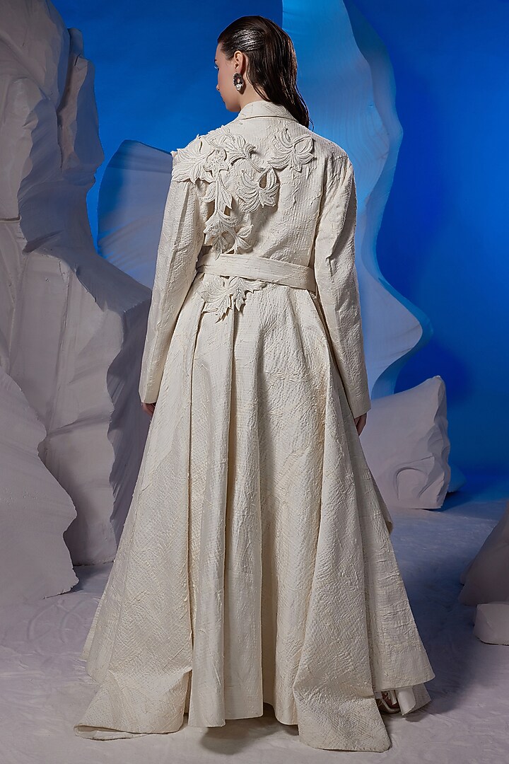 Off-White Cotton Silk Jacket by Samant Chauhan at Pernia's Pop Up Shop