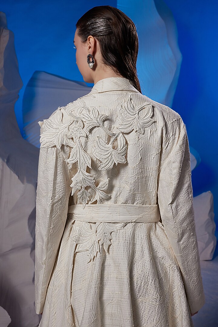 Off-White Cotton Silk Jacket by Samant Chauhan at Pernia's Pop Up Shop