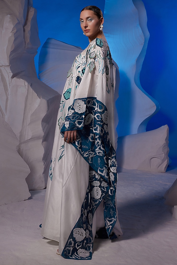 Ivory Cotton Silk Kaftan by Samant Chauhan at Pernia's Pop Up Shop