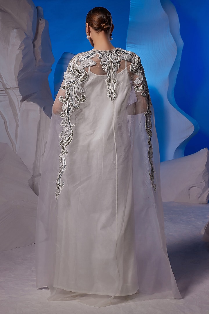 Ivory Cotton Silk & Organza Kaftan by Samant Chauhan at Pernia's Pop Up Shop