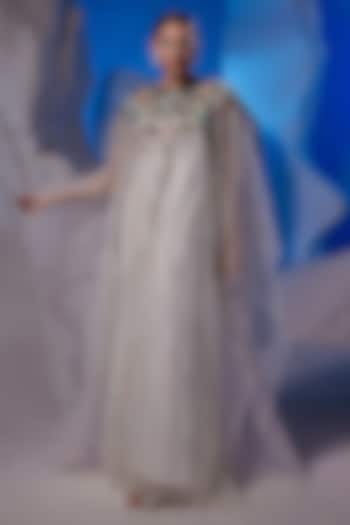 Ivory Cotton Silk & Organza Kaftan by Samant Chauhan at Pernia's Pop Up Shop
