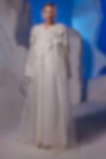 Ivory Cotton Silk & Organza Kaftan by Samant Chauhan at Pernia's Pop Up Shop