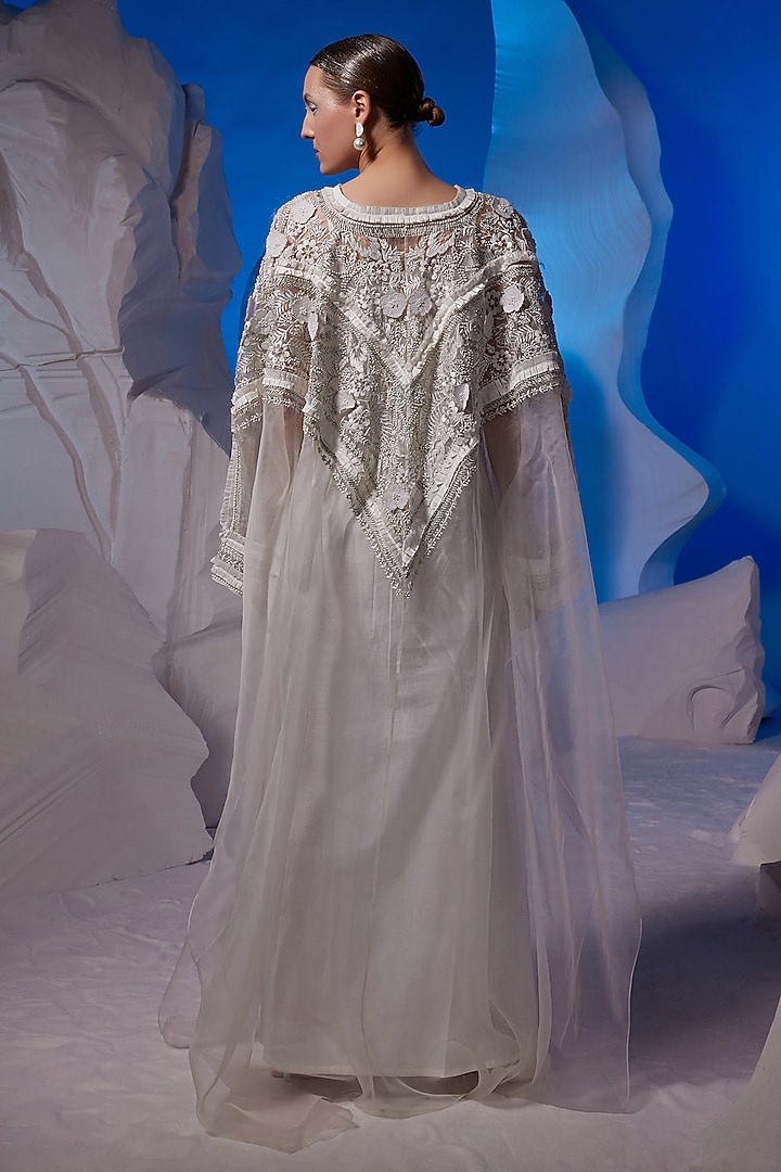 Ivory Cotton Silk & Organza Kaftan by Samant Chauhan at Pernia's Pop Up Shop