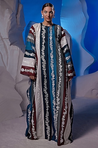 Multi-Colored Cotton Silk Kaftan by Samant Chauhan