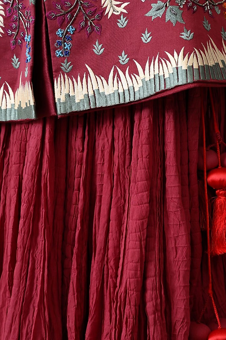 Maroon Net Skirt Set by Samant Chauhan at Pernia's Pop Up Shop