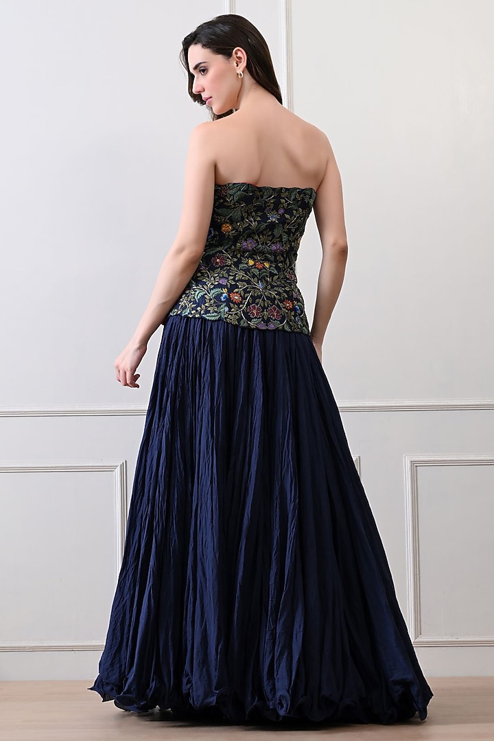 Blue Chanderi Skirt Set by Samant Chauhan at Pernia's Pop Up Shop