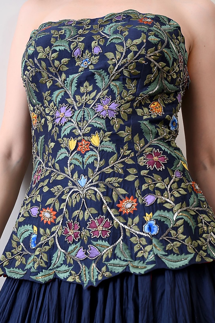 Blue Chanderi Skirt Set by Samant Chauhan at Pernia's Pop Up Shop