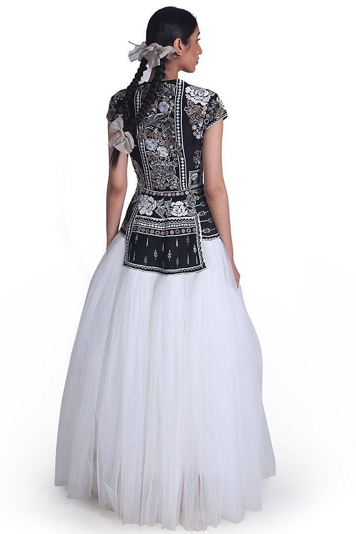 Black & White Embroidered Gown by Samant Chauhan at Pernia's Pop Up Shop