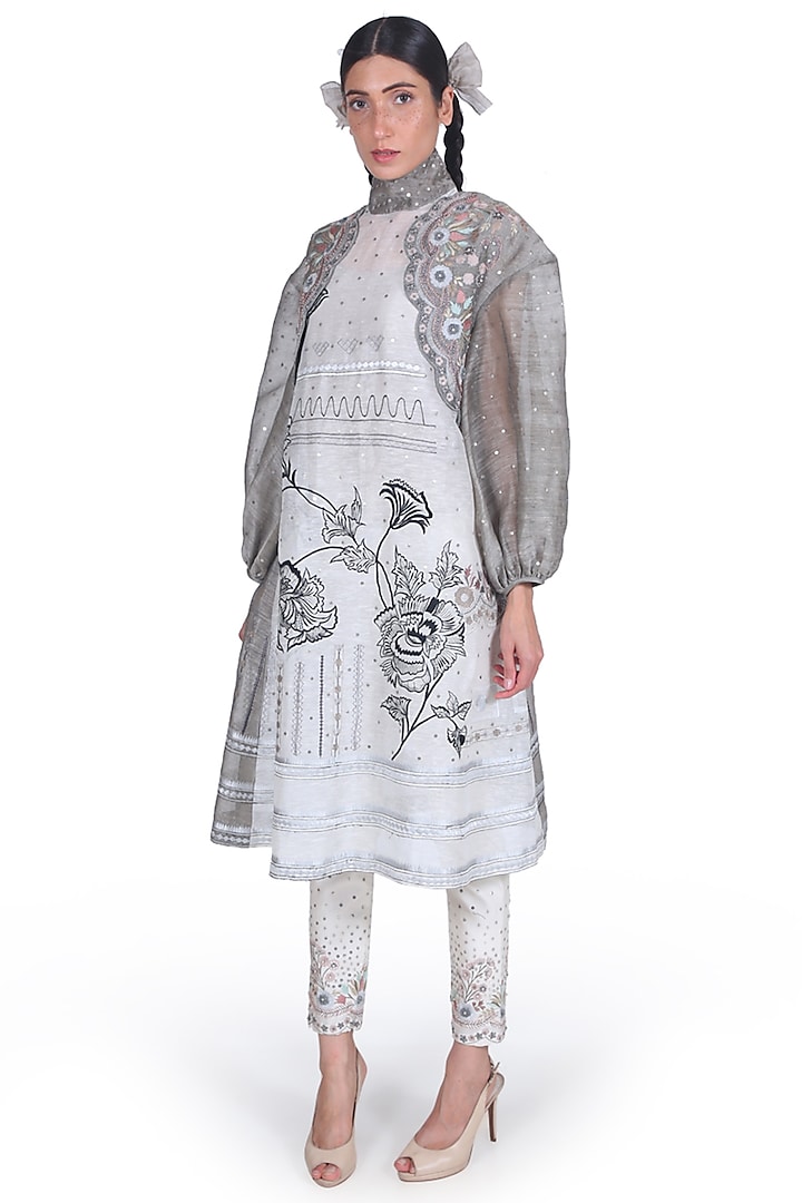 Black Embroidered High Neck Tunic by Samant Chauhan